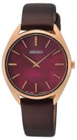 Seiko Damen-Armbanduhr Analog Quarz mit Leder Armband...