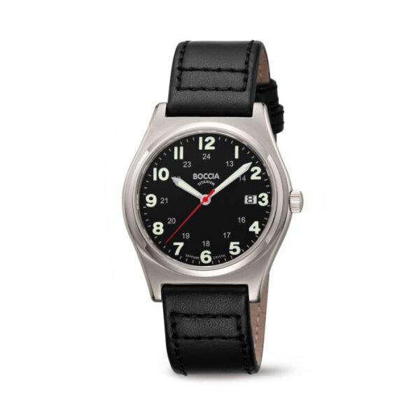 Boccia Herrenuhr Classic Analog Quarz Lederband Titangehäuse 3674-01