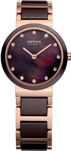BERING Uhr Damenuhr Keramik Braun Rosé Ceramic 10725-765