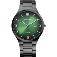 BERING Herrenuhr analog Quarz mit Titanband mit...