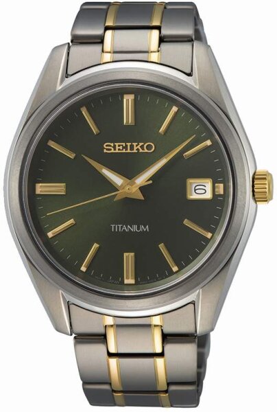 Seiko Herrenuhr Classique Analog Quarz mit Titan-Armband SUR377P1