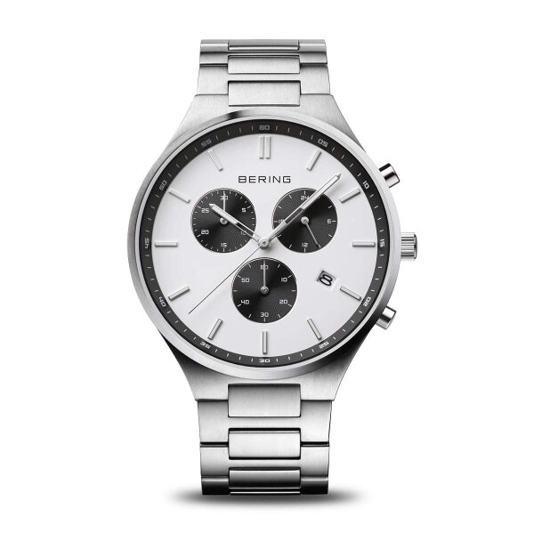 BERING Herrenuhr analog Quarz mit Titanband mit Titanelementen-Armband 11743-704