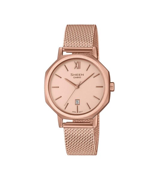 Casio Damenuhr analog Quarzwerk mit Milanaise-Band SHE-4554PGM-4AUEF