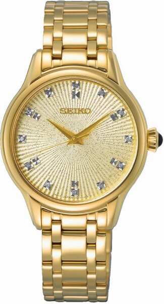 Seiko Damenuhr Classique Analog Quarz mit Edelstahl-Armband SRZ552P1
