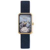 Engelsrufer Uhr Blume gold Nubuk Nubukleder nachtblau