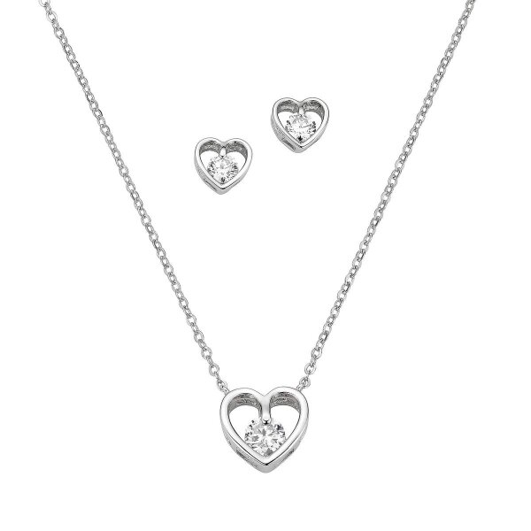 Elegante Silber-Garnitur mit Herz und Zirkonia