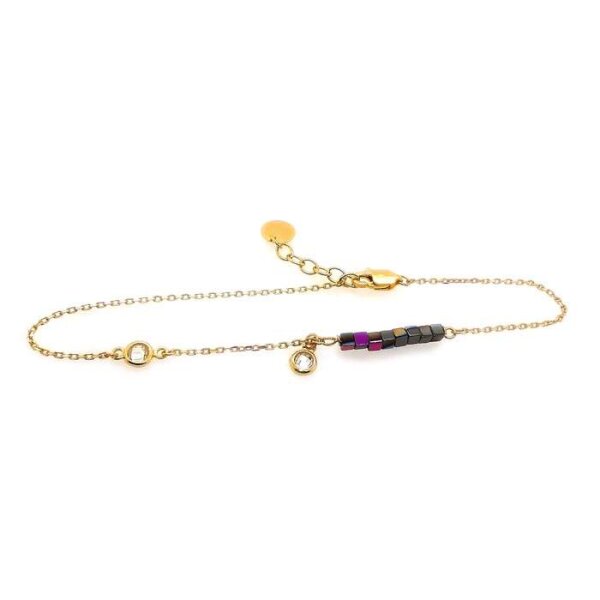 Armband aus vergoldetem 925er Silber mit Hämatit & Zirkonia (17+2cm)