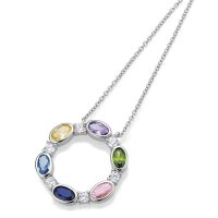 Silber Collier mit Zirkonia multicolor S-02318C