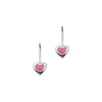 Herz-Ohrboutons aus Silber mit pinkem Lack