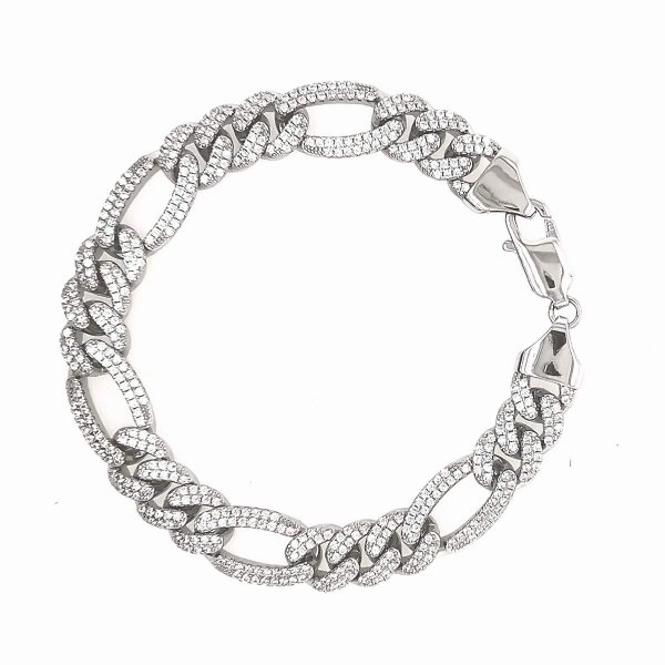 Armband 925 Sterling Silber rhodiniert mit Zirkonia 19cm S-02403B