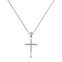 Collier mit Kreuzanhänger aus Silber mit Zirkonia,...