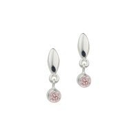 Elegante Silber-Ohrpendel mit pinkem Zirkonia