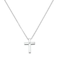 Elegantes Kreuz-Collier aus 925er Silber mit Zirkonia...