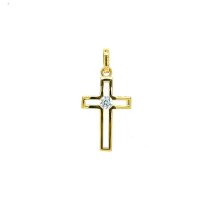 Kettenanhänger Kreuz aus 333 Gelbgold mit Zirkonia...