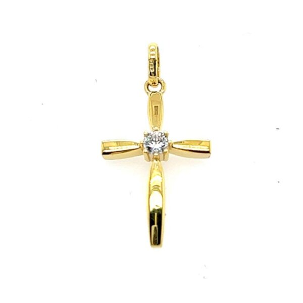 Kettenanhänger Kreuz aus 333 Gelbgold mit Zirkonia G3-00832A