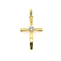 Kettenanhänger Kreuz aus 333 Gelbgold mit Zirkonia...