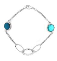 Armband 925 rhodiniert 2rhg./Quarz blau/19cm PR7523
