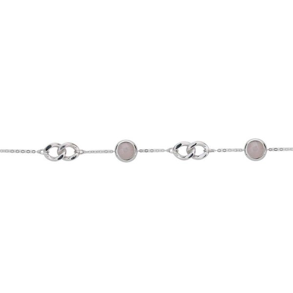 Armband 925 rhodiniert Rosenquarz 17+3cm PR8654B