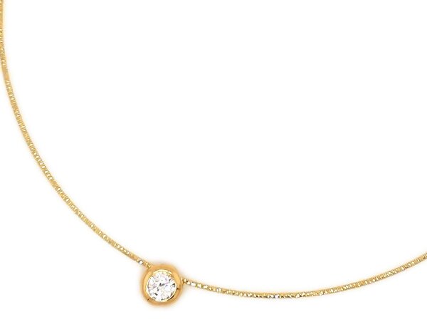 Damen Collier aus 925 Sterling Silber gelb Zirkonia goldplatt./45+5cm S-00371C
