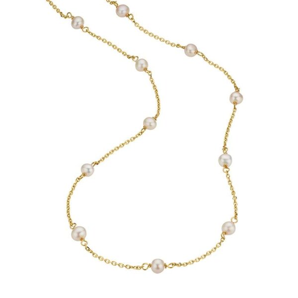 Damen Collier aus 925 Sterling Silber vergoldet mit Perlen, 42+3cm Länge