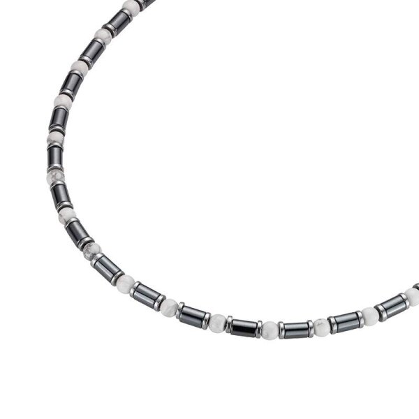 Damen Collier aus Edelstahl mit Hämatit, 38+5cm Länge