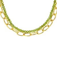Damen Collier aus Silber mit Peridot, 50cm Länge