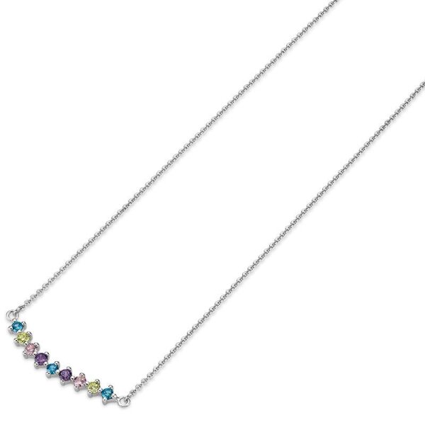 Damencollier 925 Sterling Silber rhodiniert Zirkonia 42+3cm S-00866C