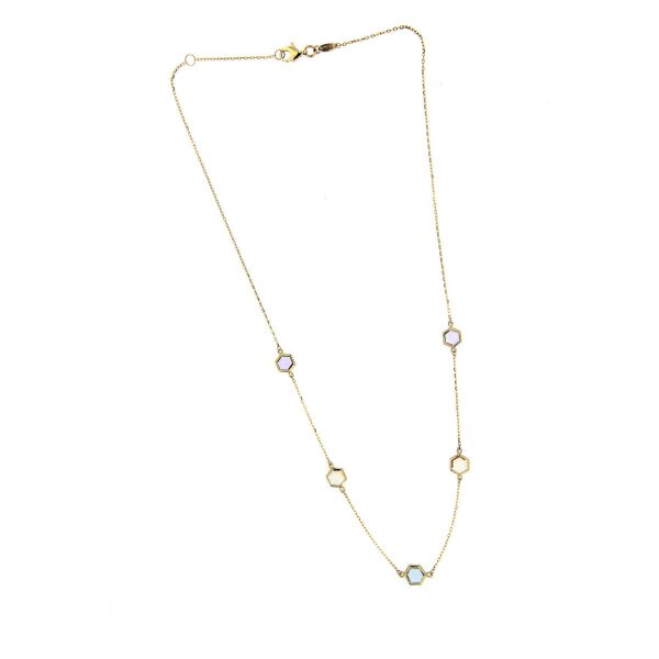 Damencollier aus 8 Karat (333) Gold gelb Amethyst Citrin/Bl.Topas/45cm G3-00329C
