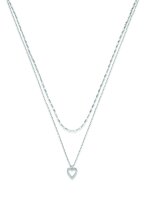 Doppelreihiges Collier aus 925 Silber rhodiniert mit...