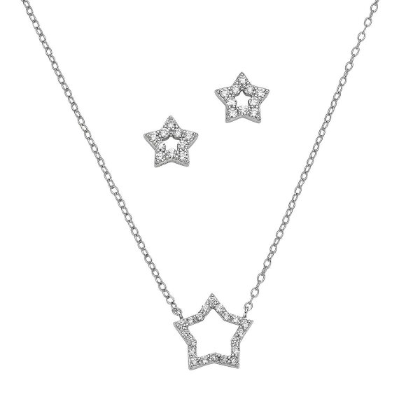Garnitur aus 925 Sterling Silber rhodiniert Zirkonia 2er/40+3cm BGT906206