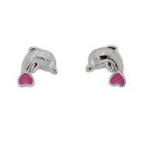 Ohrstecker Delphin mit Herz aus 925 Sterling Silber S-01637O