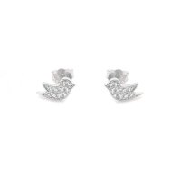 Ohrstecker Vogel aus 925 Sterling Silber mit Zirkonia