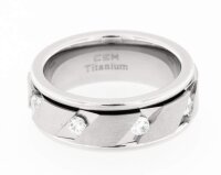 Ring aus Titan mit Zirkonia-Steinchen PTS136