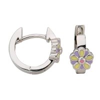 Scharniercreolen 925 Silber rhodiniert Lack Blüte...