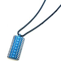 Edelstahl Herrencollier mit Anhänger in IP Blue,...