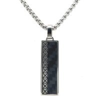 Herren Halskette aus Edelstahl mit Carbon-Element 45+5cm