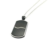 Herrencollier aus Edelstahl mit Anhänger Carbon,...