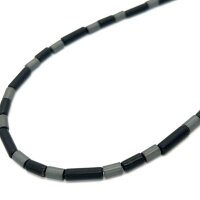 Herrencollier aus Edelstahl mit Hämatit und Onyx,...