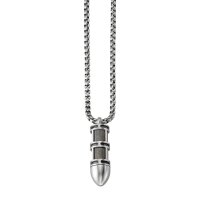 Herrencollier aus Edelstahl und Carbon, Länge 50+5cm