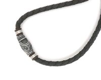 Herrencollier Leder Stahl/45+5cm ST-00054K