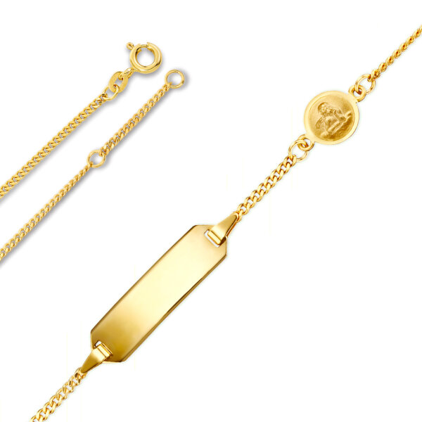 Gravur-Armband für Kinder mit Schutzengel 8 Karat (333) Gelbgold 12+2cm