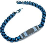 Edelstahl Armband in Blau plattiert mit Carbon Element...