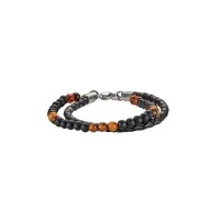 Edelstahl Armband mit Tigerauge und Onyx, Länge 16+2cm