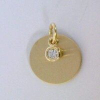 Gravurplatte aus 333/- gelbgold, matt mit Zirkonia G3-00661A