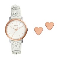 Fossil Damen-Armbanduhr und Ohrstecker Neely Analog Quarz...