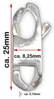 Karabiner Flachpanzer massiv 925 Sterling Silber 25mm x...