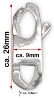 Karabiner Flachpanzer massiv 925 Sterling Silber 26mm x 9mm