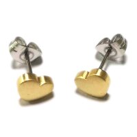 Titan Ohrstecker Herz matt vergoldet