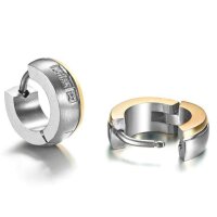 Ohringe Scharnier-Creolen aus Titan bicolor mit Zirkonia...