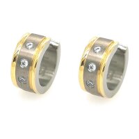 Ohringe Scharnier-Creolen aus Titan bicolor mit Zirkonia...